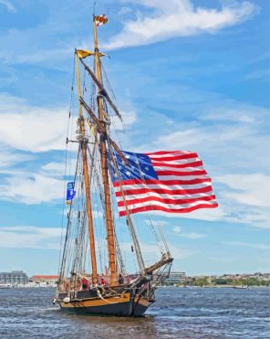 American Tall Ships Flag Paint By Numbers