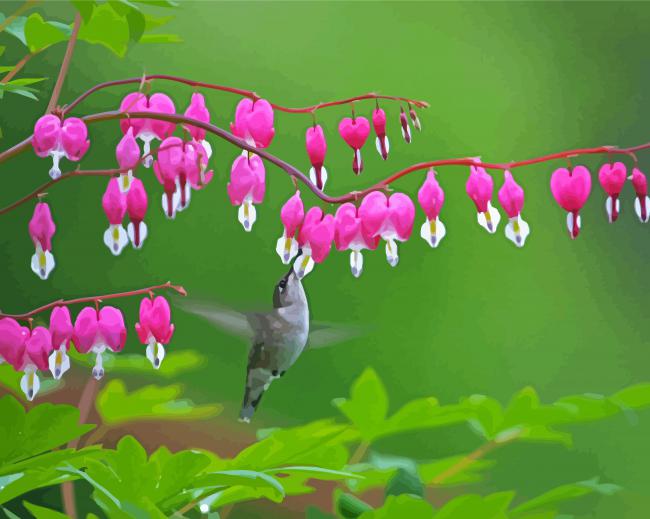 Bird On Bleeding Heart Paint By Numbers