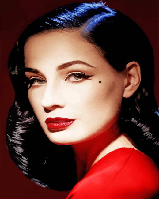 Dita Von Teese In Red Paint By Numbers