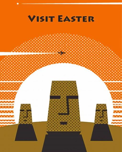 Easter Islands Illustration Poster Paint By Numbers