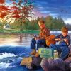 Friends Fishing In River Paint By Numbers