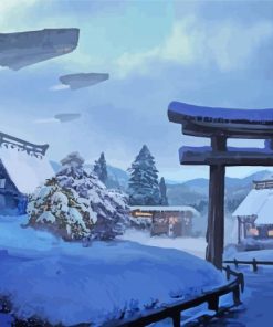 Japanese Winter Town Paint By Numbers