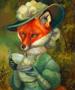 Lady Fox With Coffee Paint By Numbers