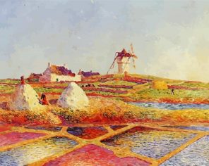 Landscapes With Mill Near The Salt Ponds By Ferdinand Du Puigaudeau Paint By Numbers