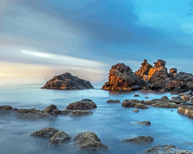 Mediterranean Seascape Rocks Paint By Numbers