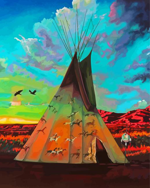 Native American Indian Tipi Paint By Numbers