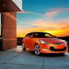 Orange Hyundai Veloster With Sunset Paint By Numbers
