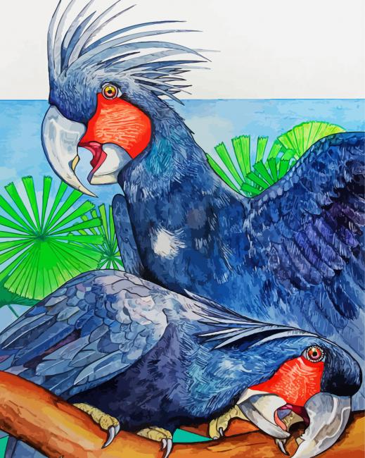 Palm Cockatoo Birds Art Paint By Numbers