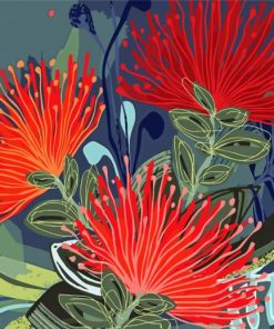 Pohutukawa Flower Illustration Paint By Numbers
