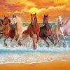seven Horses On The Beach Paint By Numbers