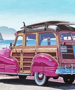 Woodie Wagon On Beach Paint By Numbers