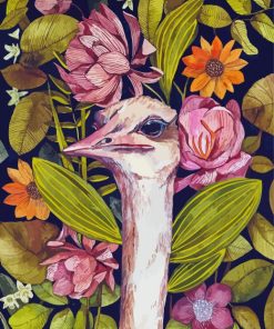 Aesthetic Ostrich And Flowers Paint By Numbers