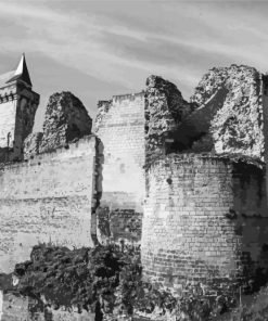 Black And White Chinon Fortress Ruins Paint By Numbers