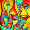Colored Abstract Bottles And Glasses Paint By Numbers