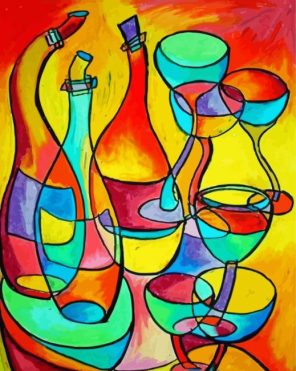 Colored Abstract Bottles And Glasses Paint By Numbers