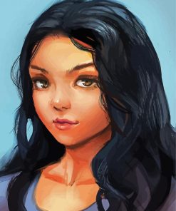 Cute Lady With Black Hair Art Paint By Numbers