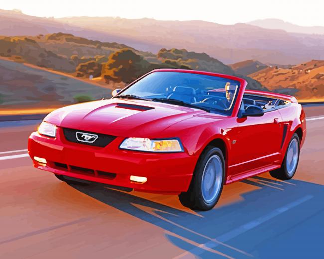 Red 2000 Ford Mustang Paint By Numbers