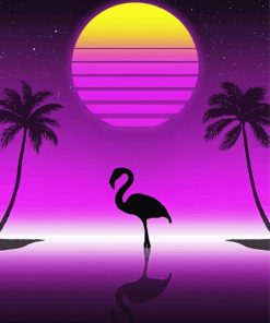 Silhouette Flamingo Retro Paint By Numbers