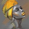 Yellow And Gray African Woman Paint By Numbers