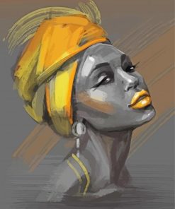 Yellow And Gray African Woman Paint By Numbers